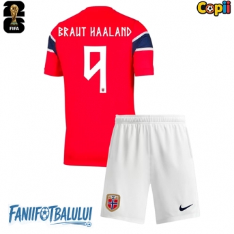 Norvegia Erling Haaland #9 Echipament de Fotbal Replică Mondial 2026 Copii Acasa (+ Șorturi)